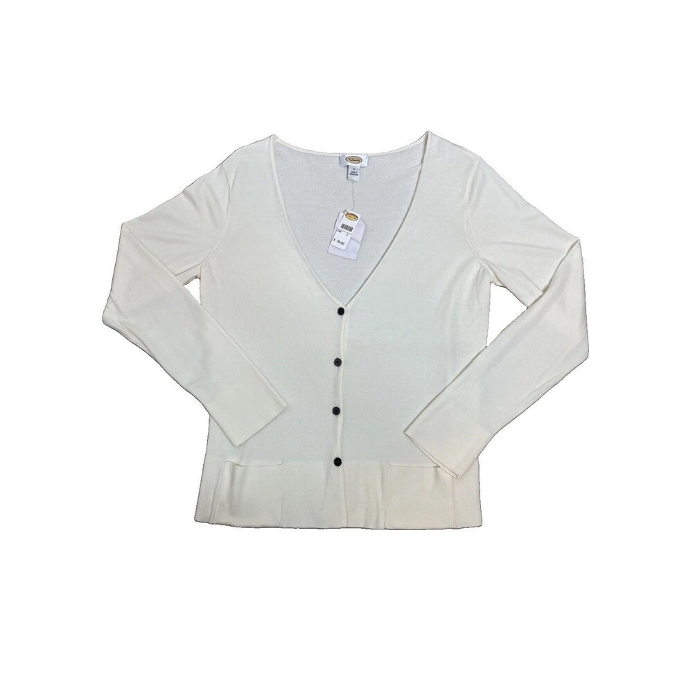 Vintage Talbots L Cardigan Sweater Deadstock Ivory Button Up Office New With Tag